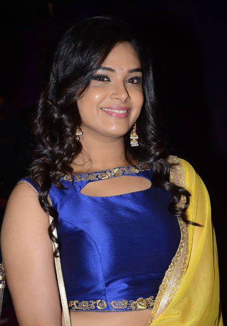 Television Actress Hari Teja In Blue Dress At Zee Telugu Apsara Awards 2